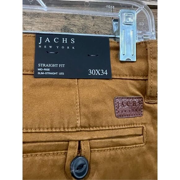 JACHS NEW YORK NWT Straight Fit Pants Copper Brown Casual Chinos Sz 30x34 - Picture 5 of 7